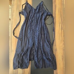 Lulu's Midnight Blue Lace Midi Dress